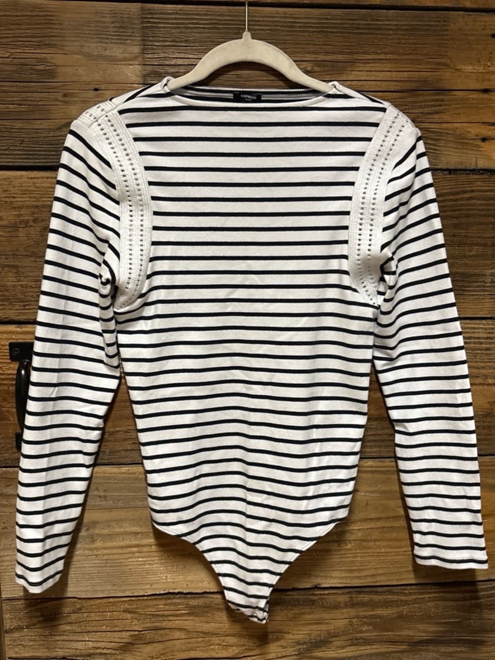 Express Fitted Striped Top in White and Black